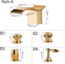 Solid Brass Bathroom Sink Wash Basin 2 Handles Waterfall Faucet Golden Plated Bathtub Mixer Tap Faucet Deck Mounted(Only Spout Style A)