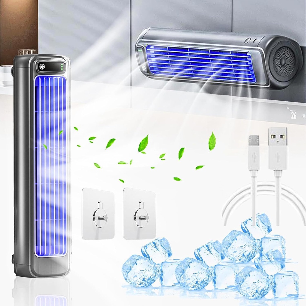 Outfany Cooling Ace, Portable Coldeez Cooling Ace Quiet, 3 Speeds, Room Air Conditioners Portable Windowless Rechargeable, 24h Long-Lasting Battery Life -0203,darkgray-25