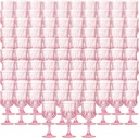 XKXKKE 100 Pcs Pink Plastic Wine Glasses, Plastic Water Goblets for Parties, Stemmed Drinking Glasses for Wedding Reception, Grand Event Party Bar Supplies Reusable Drinking Cups