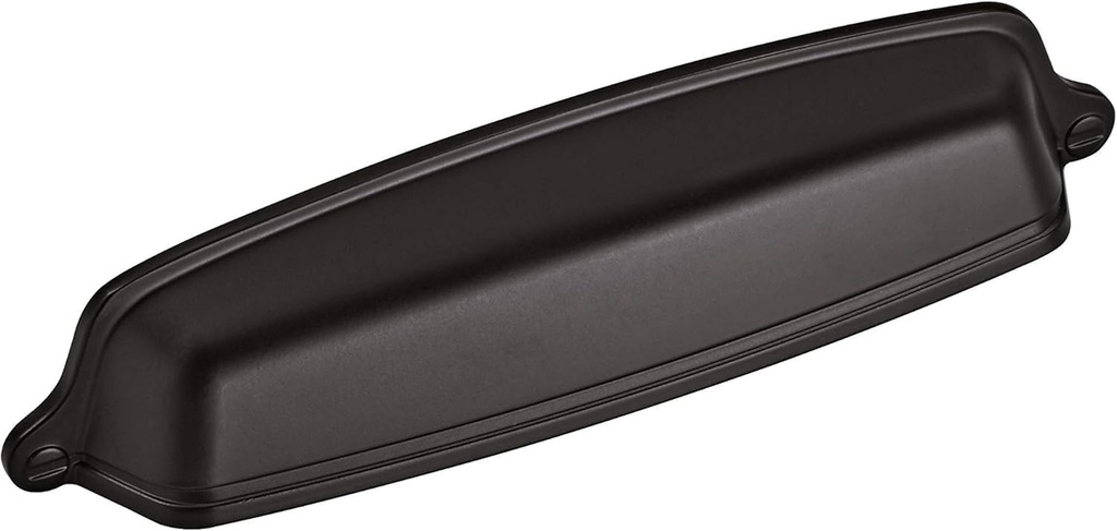 Amerock | Cabinet Cup Pull | Matte Black | 5-1/16 inch (128 mm) Center-to-Center | Stature | 1 Pack | Drawer Pull | Drawer Handle | Cabinet Hardware