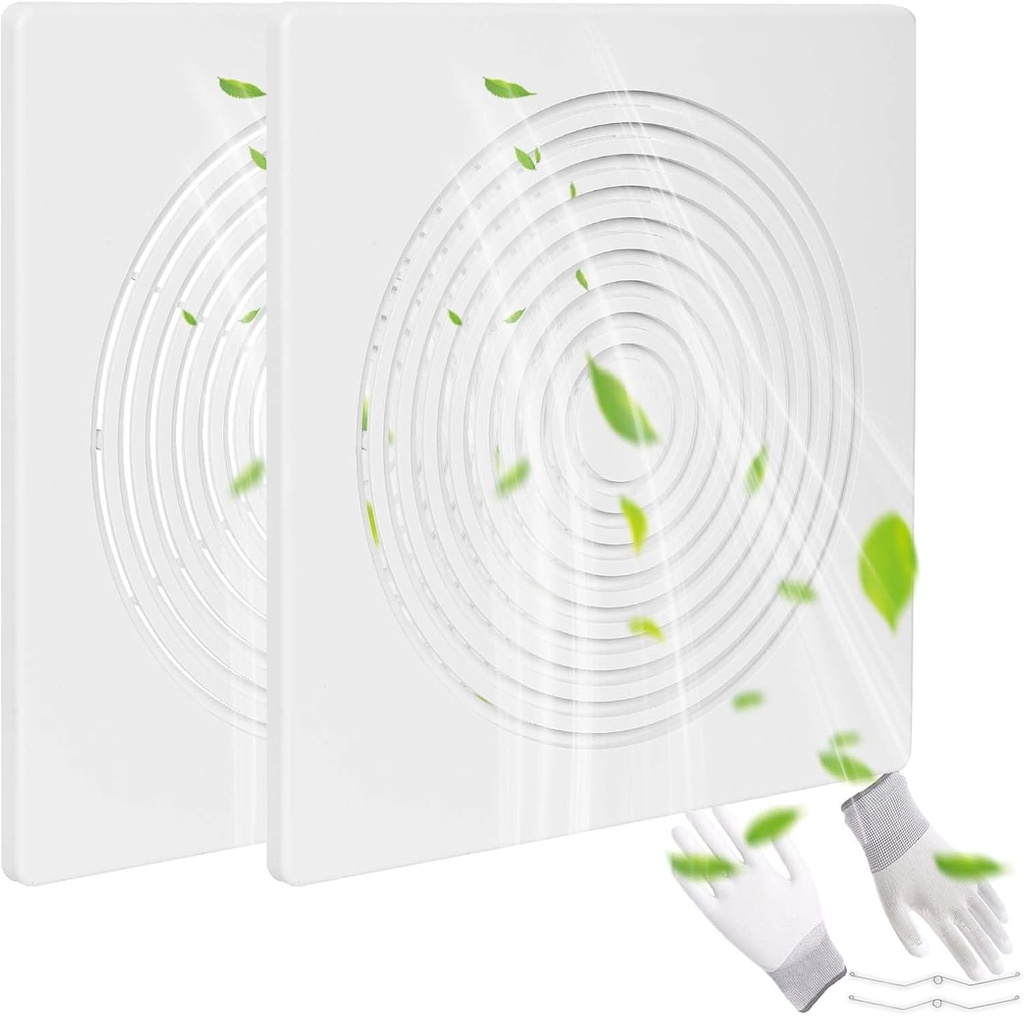 Bathroom Exhaust Fan Cover White Matte Bathroom Ceiling Fan Grille with Spring Replacement Square Ceiling or Wall Mounted Exhaust Fan, Ceiling Fan Grille, Air Diverter cover(2 Piece12x12Inch)