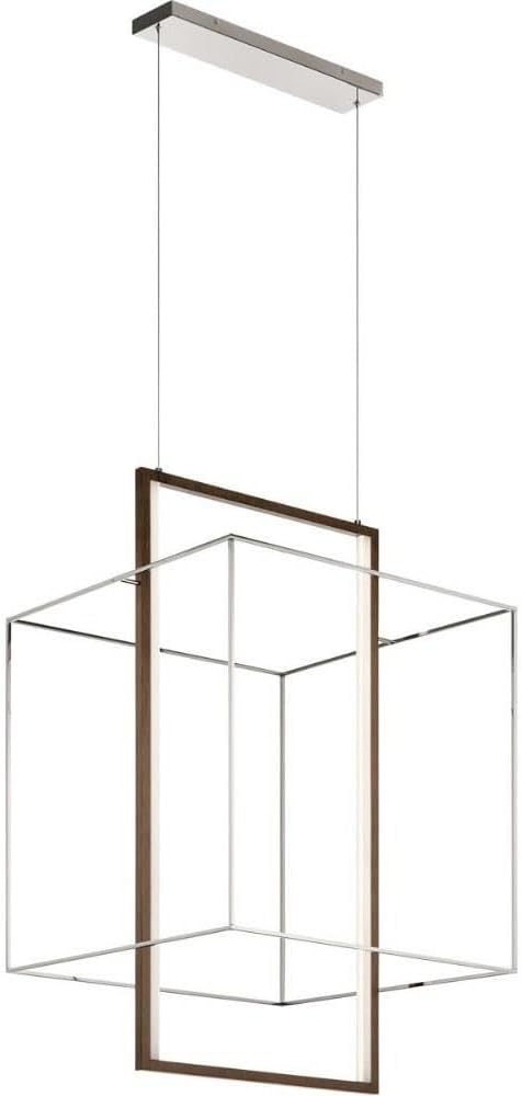 Elan 84044 Viho Pendant, 1-Light LED, Polished Nickel/Faux Wood