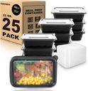 25-Pack Meal Prep Containers,22 Oz 1-Compartment to go Food Containers with Lids, Reusable Lunch Box |BPA Free|Stackable, Microwave/Dishwasher/Freezer Safe