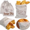 3 Pack Reusable Bread Bags,10.9 X 13.8 Inch Linen Bread Bags for Homemade Bread with Plastic Lining to Keep Bread Fresh,Suitable for Storing and Preserving Baked Goods