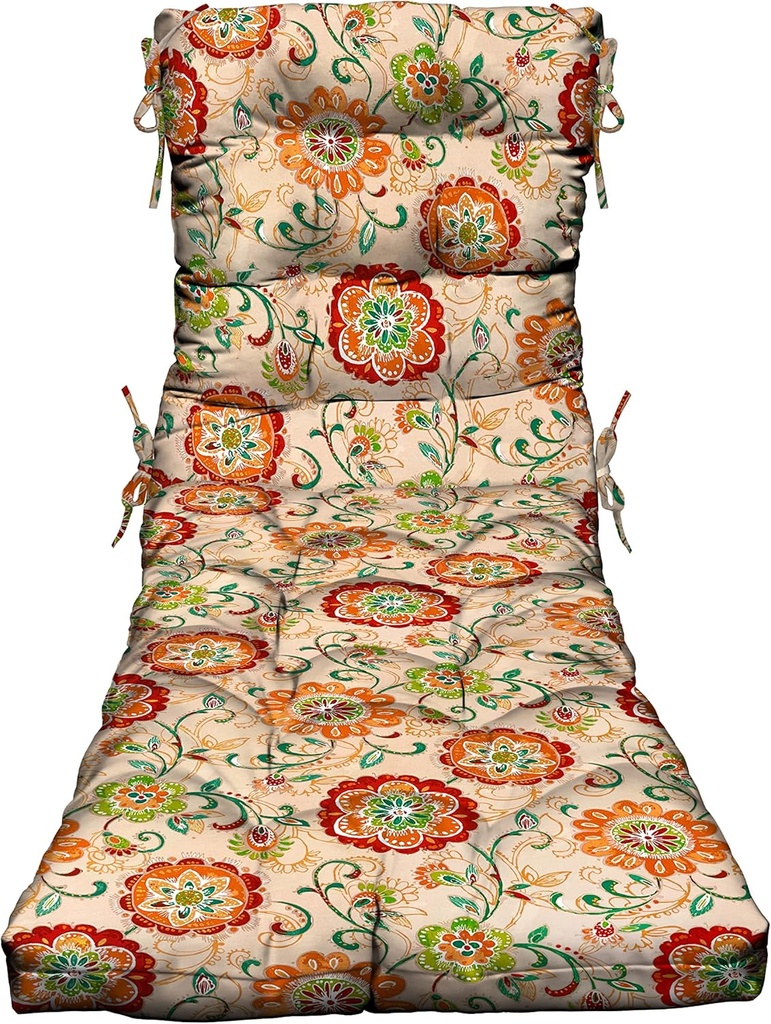 RSH DECOR Tufted Chaise Lounge Seat Cushion, 72”x22” All-Weather Fabric, Water and Fade-Resistant, Outdoor Chair Cushion for Patio Furniture, | Fanfare Sonoma Cream - Made in USA