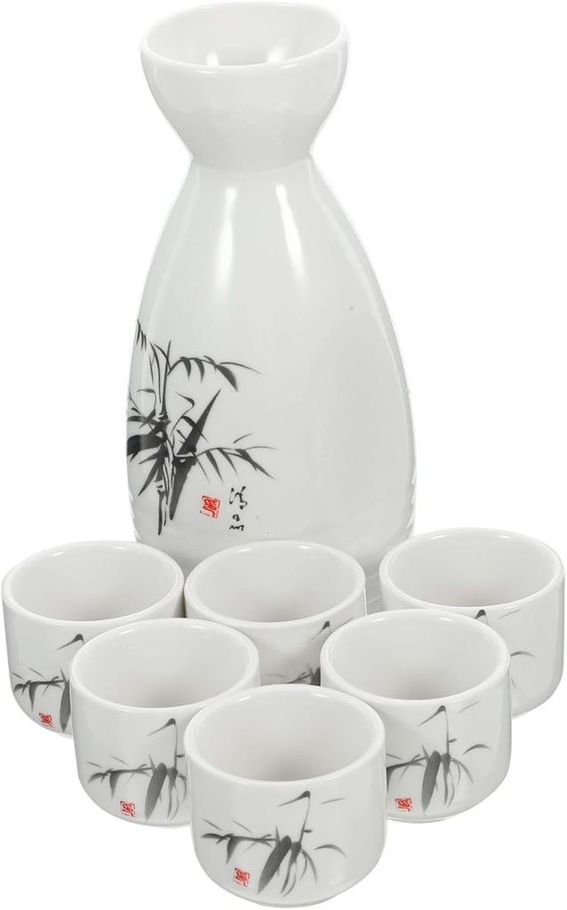 1set Vintage Ceramic Sake Kettle and Cup Set Japanese Sake Traditional Rice Wine for Celebrations Housewarming and