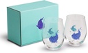 Japanese Whale Shark Glass Tumbler Set – 17.9 fl oz (530 ml) – Made in Japan, Ocean Design, Gift Boxed, Set of 2