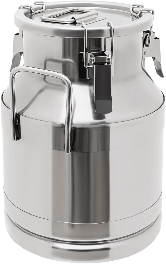 10L/ 2.64gal Milk Can 201 Stainless Steel Seamless Milk Jug Milk Pail, Anti-Leak Liquid Storage Container with Tight Lid and Handle