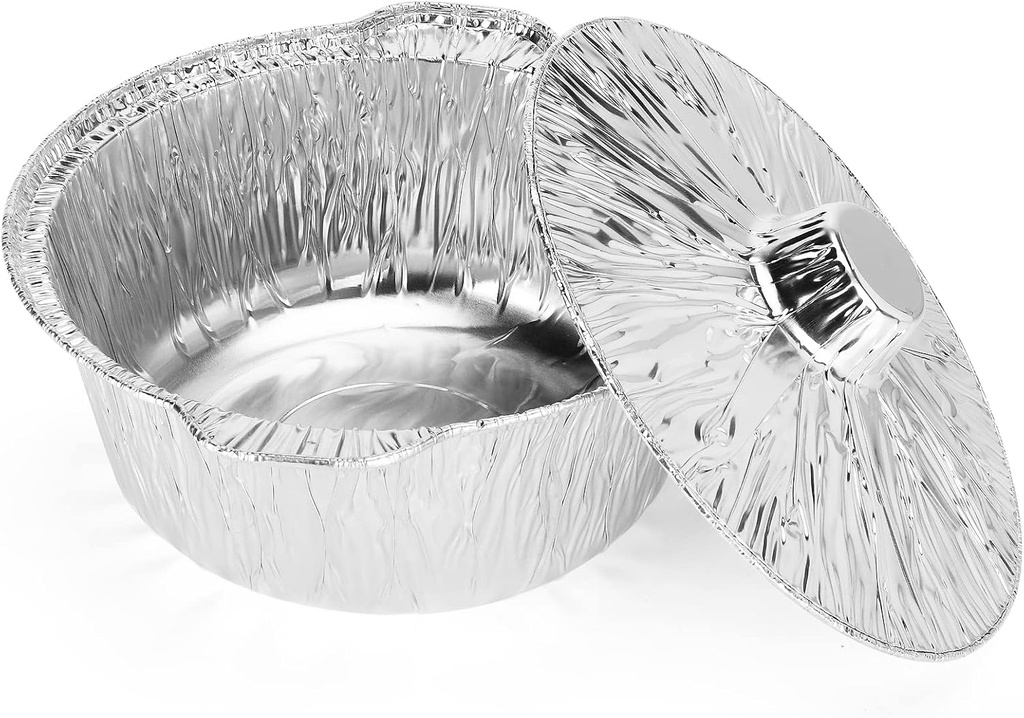 EYE4TECHS Aluminum Pot With Lids 4 Quart 2pcs - 3.8 Liter Disposable Heat Locking Cooking Containers - Freezer Air Fryer and Oven Safe - Recyclable Pot for Camping Vacation Trips (Kosher Certified)