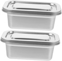 2pcs Stainless Steel Ice Cream Box Reusable Meal Prep Container Fruit Storage Container Metal Container with Lid Meal Prep Storage Container Ice Cream Containers Silver