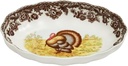 Spode Woodland Turkey Oval Fluted Dish - Porcelain Thanksgiving Tray, Serve Appetizers or Desserts with Archival Floral Border, 6 Inch Oval Sideboard Dish - Oven, Microwave, Freezer Safe