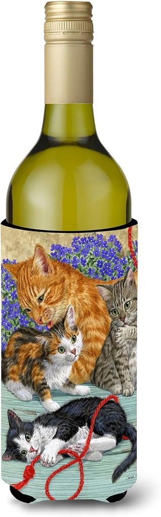 Caroline's Treasures ASA2150LITERK Cats Wine Bottle Hugger Bottle Cooler Sleeve Hugger Machine Washable Collapsible Insulator Beverage Insulated Holder