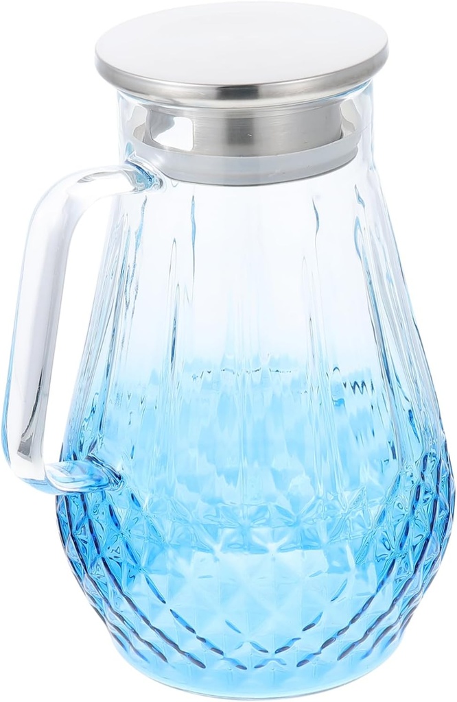 Large Capacity Glass Kettle Heat Resistant Pitcher with Lid Elegant Glass Water Jug for Iced Tea Juice and Cold Beverages for Home and Gatherings