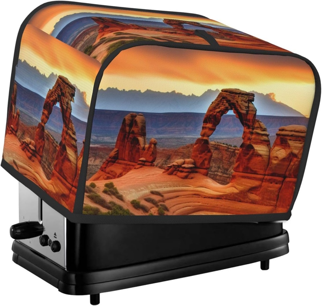 Arches National Park 2 Slice Toaster Covers Dustproof Splash-Proof Bread Machine Cover Fingerprint Protectors Small Washable Kitchen Appliance Cover Universal Size