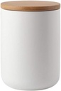 Ceramics Food Storage Jar Canister with Airtight Seal Bamboo Lid, Simple Style Kitchen Canister for Food Storage, Store Coffee, Sugar, Tea, Spices and More (White (27.05oz/800ml))