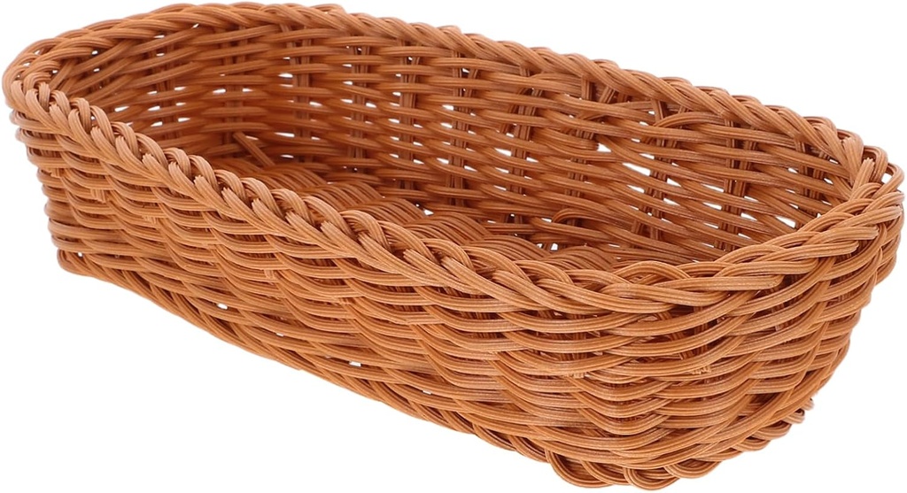 Cabilock Plastic Rattan Woven Cutlery Container Compact Storage Box for Knives Forks Spoons and Chopsticks Dinnerware Organizer for Neat Kitchen and Dining Spaces