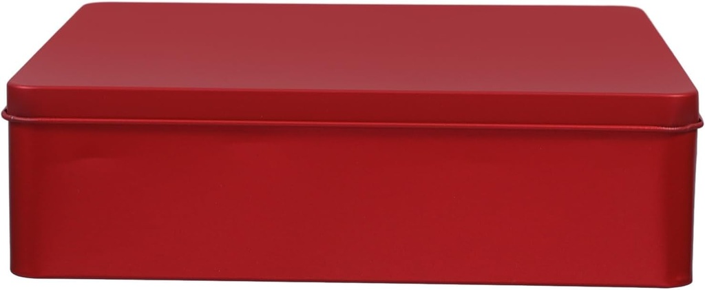 Ciieeo Cookie Box Tinplate Rectangular Storage Box Metal Square Tin Box with Lid Empty Tin Can Candy Storage Container for Treats Favors Home Storage Red