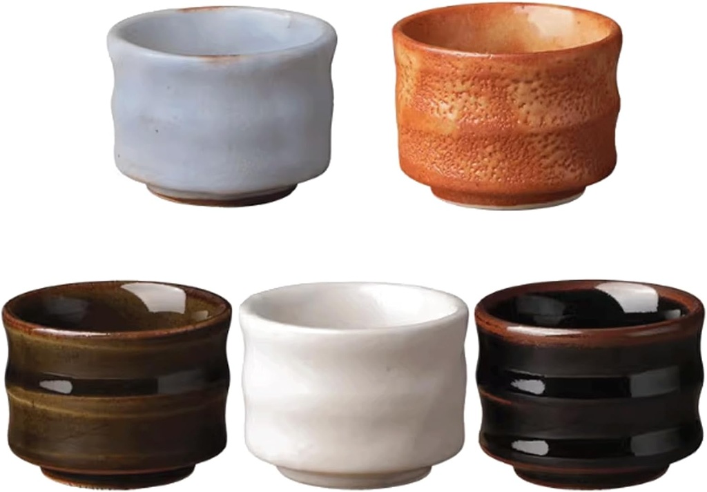 5 Pcs Traditional Hand Painted Pottery Set Japan Ceramic Sake Cups Set Ceramic Sake Set Sake Drinkware for Hot and Cold Drinks