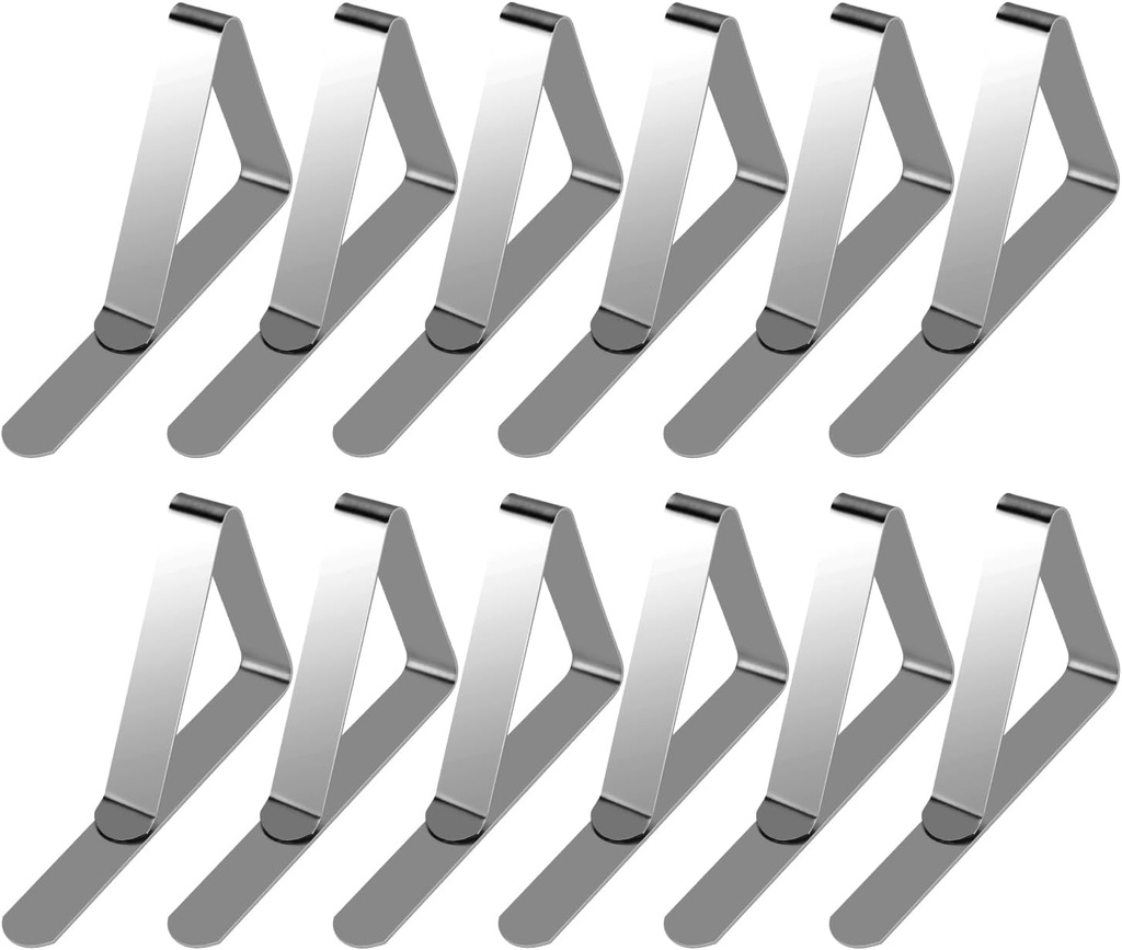 12 Pcs Picnic Tablecloth Clips for Outdoor Tables, Premium Table Cloth Clip Holders, Thick Picnic Table Clips for Dining Tables, Metal Table Cloth Holding Clip, Cover Clamps for Tablecloths HAHAYOO