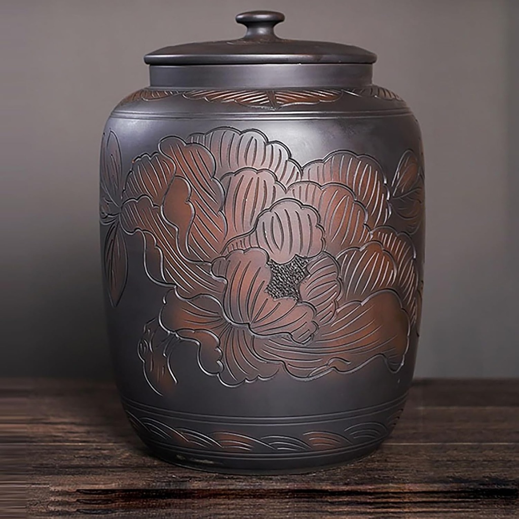 Ceramic Rice Bucket With Lid, Grain Dispenser With Ceramic, Household Rice Storage Box With Lid, Rice Storage Bins, Retro Large Capacity Ceramic For Storing Flour, Sugar, Baked Goods(Capacity 10kg)