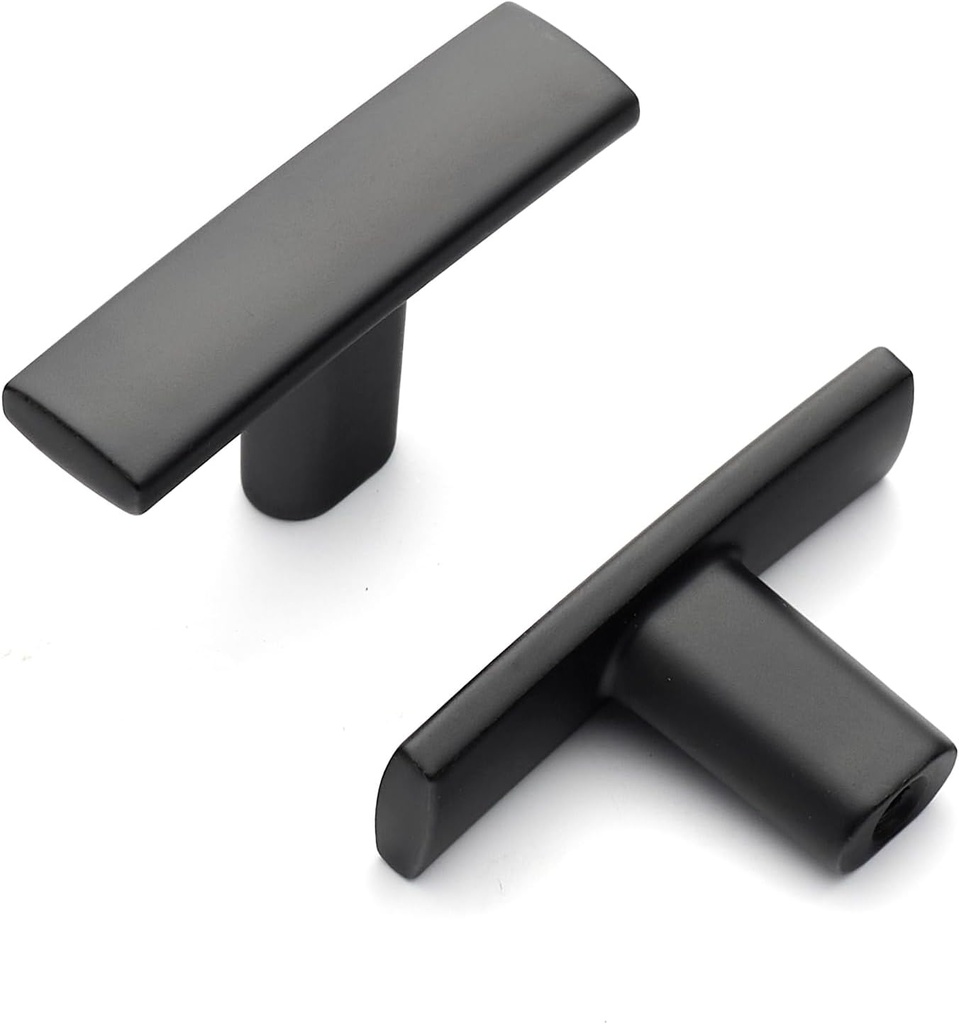 25 Pack Matte Black Cabinet Knobs 1-3/4 Inch - Black Drawer Knobs Single Hole Black Curved Hardware Drawer Pulls for Kitchen Cabinets and Dressers
