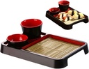 Japanese Soba Noodle Plates with Dipping Cup Set Drain Mat Sushi Serving Trays for Home Restaurant Kitchen