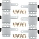 6 Pack Garage Door Side Lock with Self Tapping Screws, Heavy Duty Inside Deadlock Dual Side Lock Part, Galvanized Steel, for Door Security Slide Latch Assembly Replacement, Black PVC Handle Cover