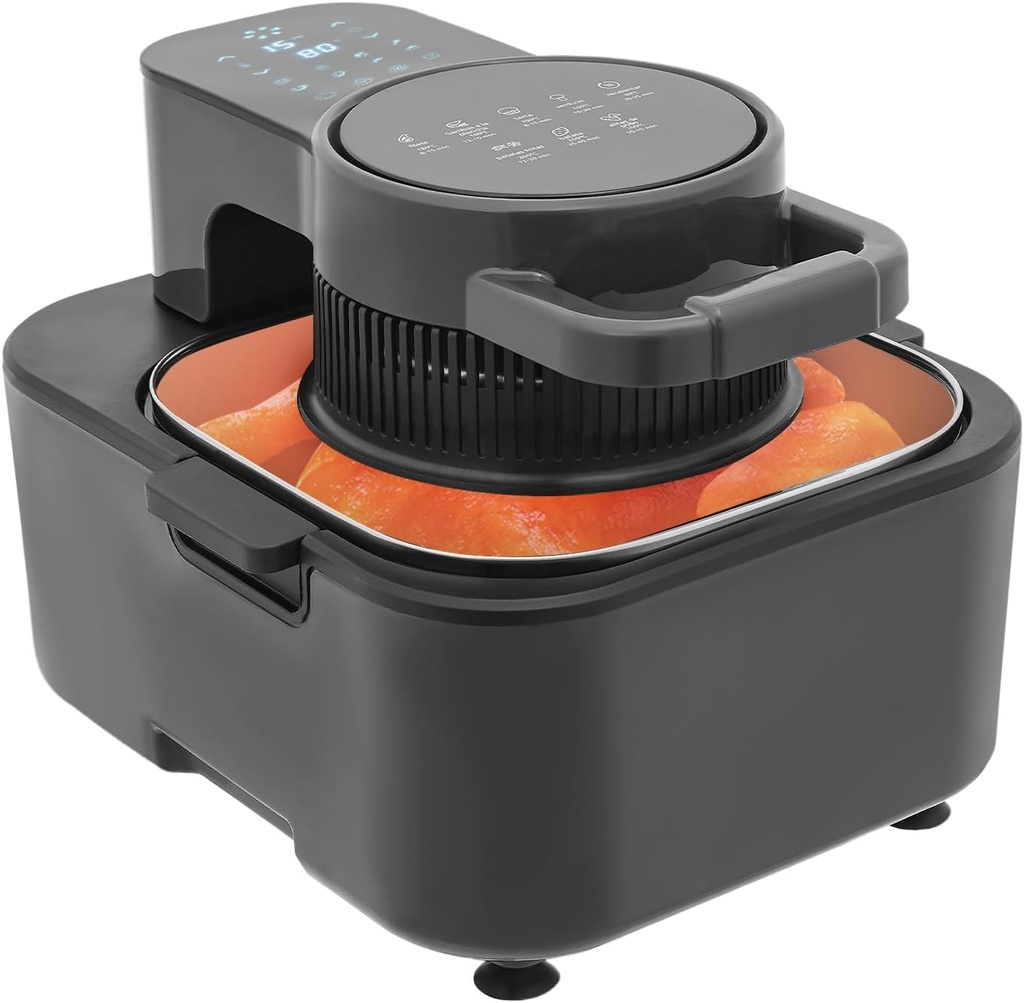 1350W Air Fryer 9L with Touchscreen & Timer Control, 360° Hot Air Frying, 194-392℉ Adjustable Temperature for Family Cooking, Restaurants