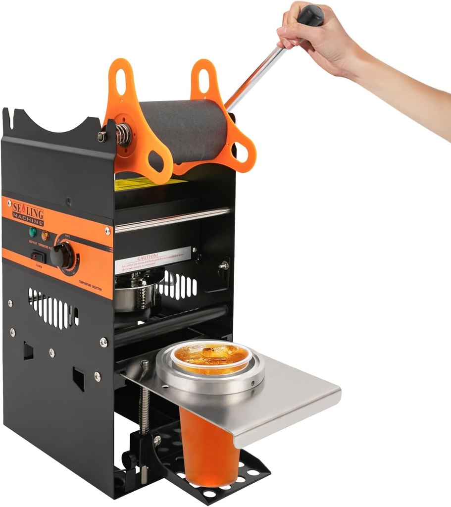 Manual Cup Sealing Machine, 90/95mm Electric Cup Sealing Machine 300 Cups/H,for Height 170mm Plastic and Paper Cup, for Bubble Milk Tea Coffee
