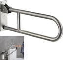 FlySkip Fold Down Grab Bar - 24" Stainless Steel Flip-Up Handicap Support Bar for Bathroom Shower Safety