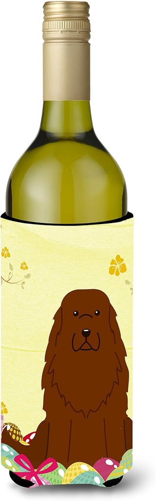Caroline's Treasures BB6050LITERK Easter Eggs Caucasian Shepherd Dog Wine Bottle Hugger Bottle Cooler Sleeve Hugger Machine Washable Collapsible Insulator Beverage Insulated Holder