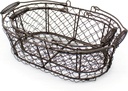 CVHOMEDECO. Oval Metal Wire Egg Basket Wire Fruit Basket with Handle Primitives Vintage Style Storage Basket. Rusty, Set of 2