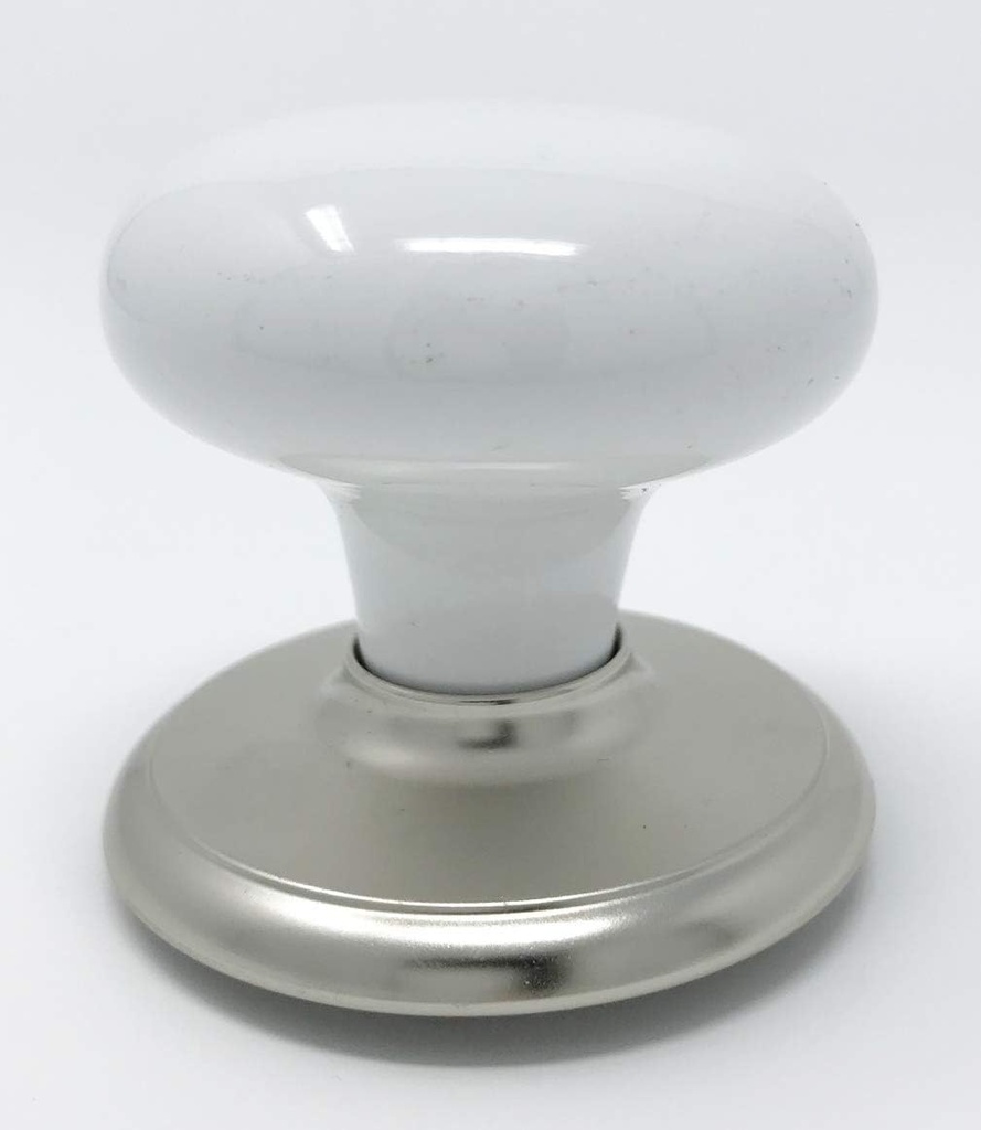 Gainsborough Genuine Porcelain Replacement Standard Door Knob (Genuiun White Porcelain, Satin Nickel Backplate)