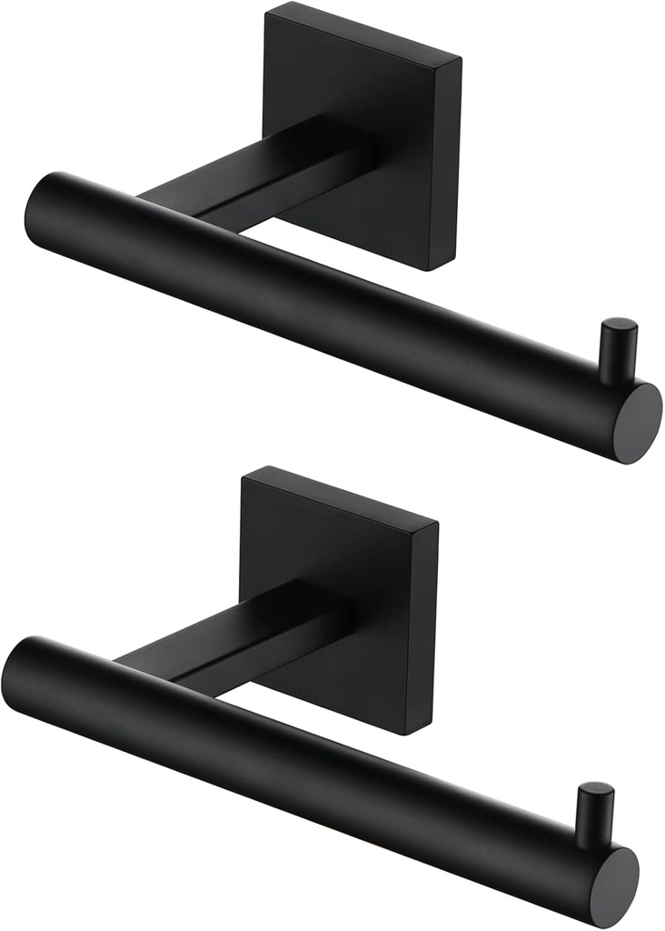 KOKOSIRI Toilet Paper Holder for Bathroom Toilet Roll Holder Hold Mega Rolls Matte Black Stainless Steel, 2 Pack, B2005BK-2P