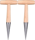 Hemoton 2pcs Wooden Hand Gardening Tools Planting Digging Soil Digger Hole Punchers Garden Tools Bulbs