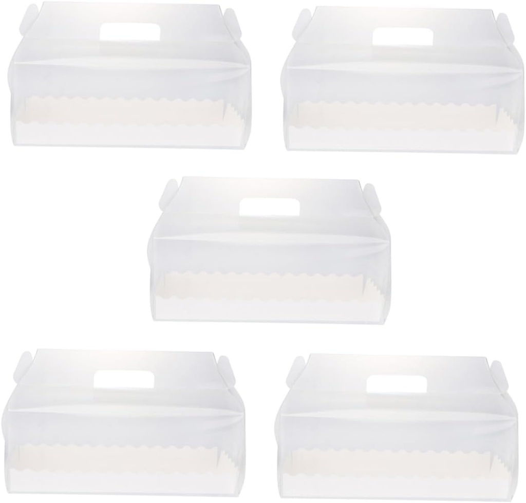 5Pcs Portable Roll Cake Packaging Boxes Handheld Transparent Baking Containers for Bread Cookies and Treats Easy Assembly Pet Food Storage
