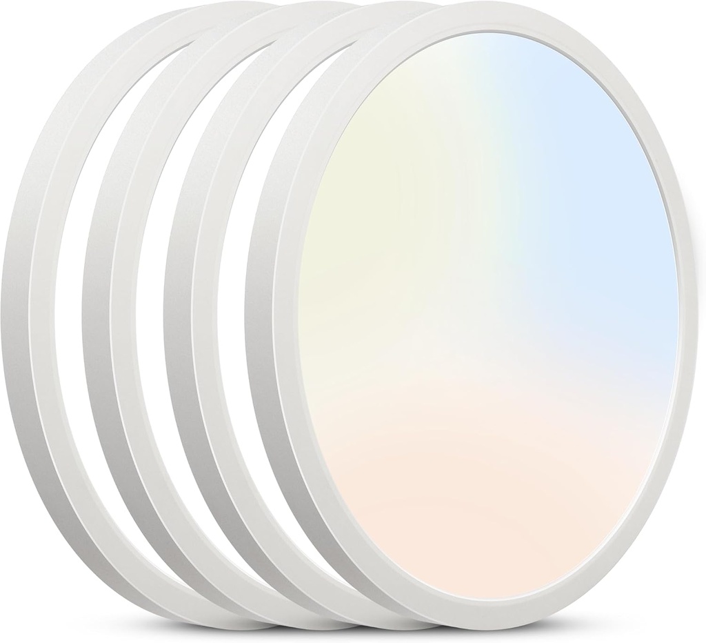 SunRider 4-Pack LED Flush Mount Ceiling Lights, Dimmable 5CCT Selectable 2700K-6000K, 12inch 20W 2000LM Bedroom Round Flat Light Fixture, 200W Equiv.