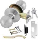 Lawrence Door Knob Cylindrical Lock Storeroom Function Key unlocks Exterior Satin Stainless Steel Finish LH5307OB -US32D UL Certified ANSI/BHMA Grade 2 Commercial Knob Heavy Duty Use Embassy Series