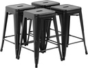 FDW Metal Bar Stools Set of 4 Counter Height Bar Stools 24 Inches Industrial Bar Chairs Patio Stool Stackable Backless Stool Indoor Outdoor Metal Kitchen Stools Bar Chairs (Black, 24")