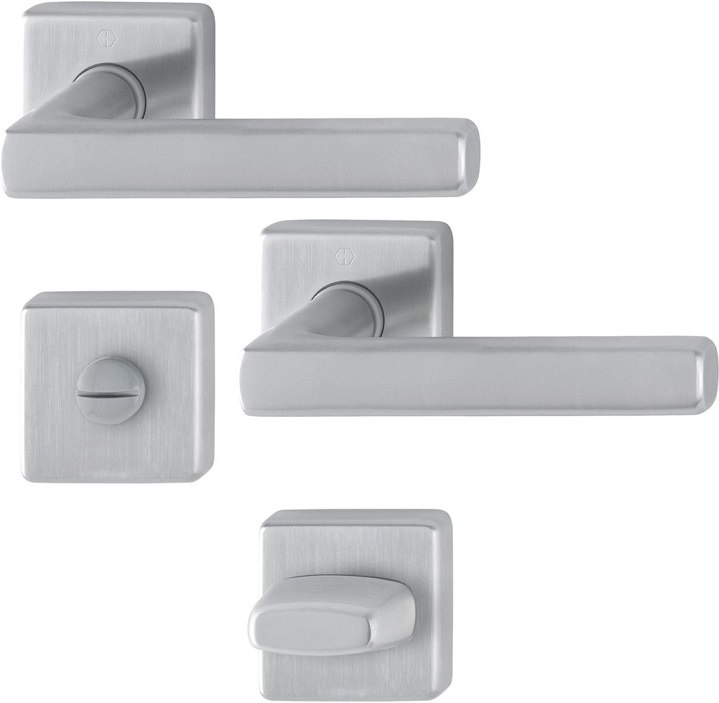 HOPPE Dallas Door Handle Set with Rosette WC, Door Knobs, Stainless Steel Matt, 3675302
