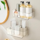 Poeland 2 Pack Wall Mount Storage Organizer, Clear Storage Box Holder Basket with 3 Compartments No Drilling Hang Walls/Doors for Kitchen, Cabinet, Bathroom, Bedroom, Office