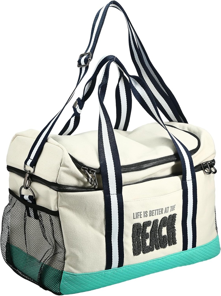 Pavilion - Lake - Insulated 12Hr Cold Hot Travel Cooler Family Bag 24 Can Capacity Reusable Grocery Soft Edge Collapsable Large Zippered Tote