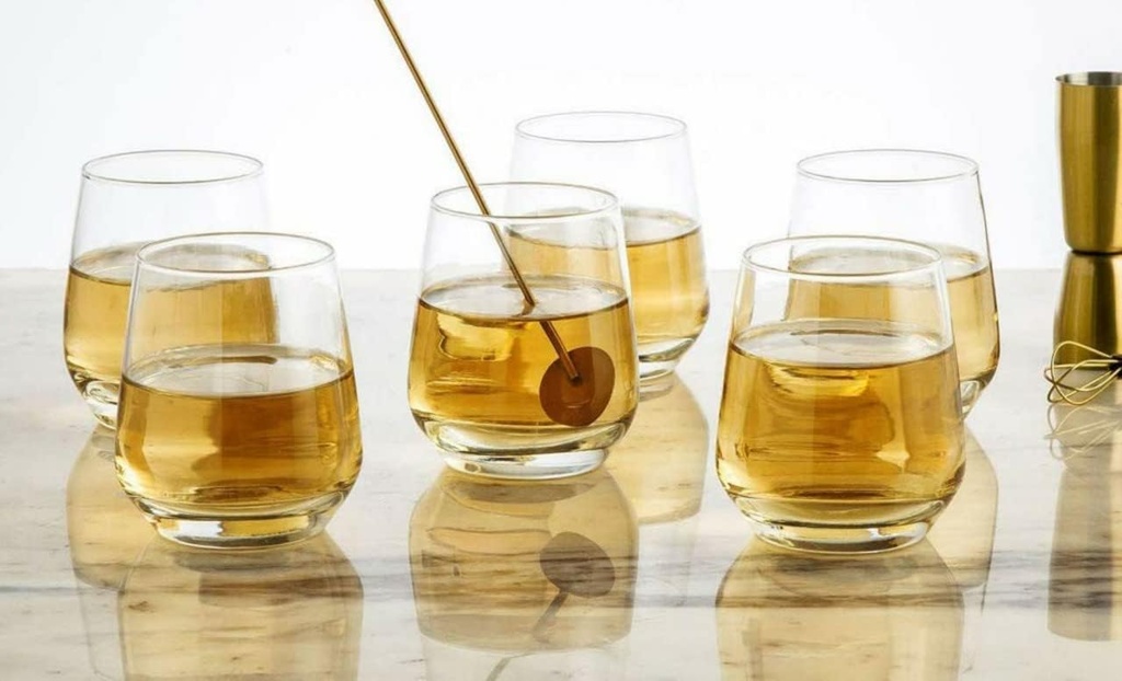 HOBUZ INTERNATIONAL Glass Water Glass - Set of 6, Transparent, 390 ml