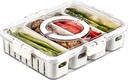 Divided Serving Tray with Lid and Handle - 4 Compartments Lightweight Snackle Box for Snack, Veggies, Fruits and Nuts