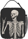 YETTA YANG Halloween Skeleton Funny Skull Portable Lunch Bag Insulated Lunch Box Reusable Totes For Women Men Work Picnic Camping