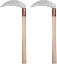 HARFINGTON 2pcs 6 Inch Brush Clearing Sickle with Forged Carbon Steel Blade and Wooden Plastic Handle, Billhook Machete Knife for Gardening, Camping, Land Management, Outdoor