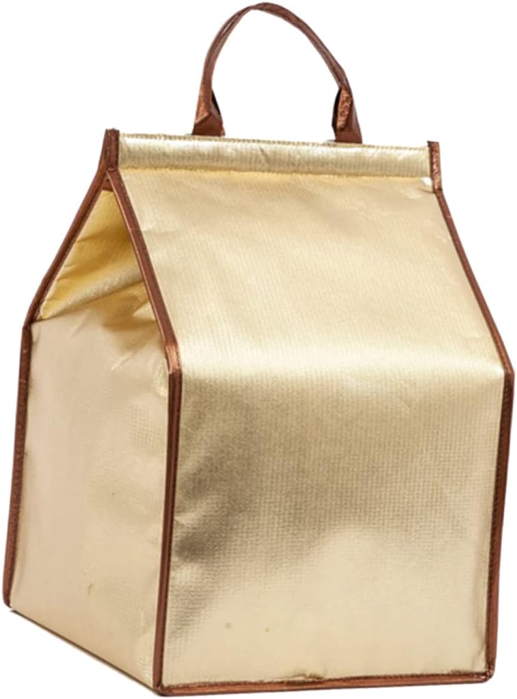 DECHOUS Insulated Cake Carrier Tote Bag Reusable Cooler Bag for Cake and Ice Cream Gold 8 Inch Portable Insulated Storage for Parties and Travel