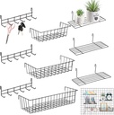 9 Pcs Grid Wall Shelves Gridwall Accessories Wall Grid Panel Hanging Basket with Hooks Set Includes 3 Basket 3 Wire Straight Shelf 3 Hooks Rack for Home Storage Display Organizer(Black)