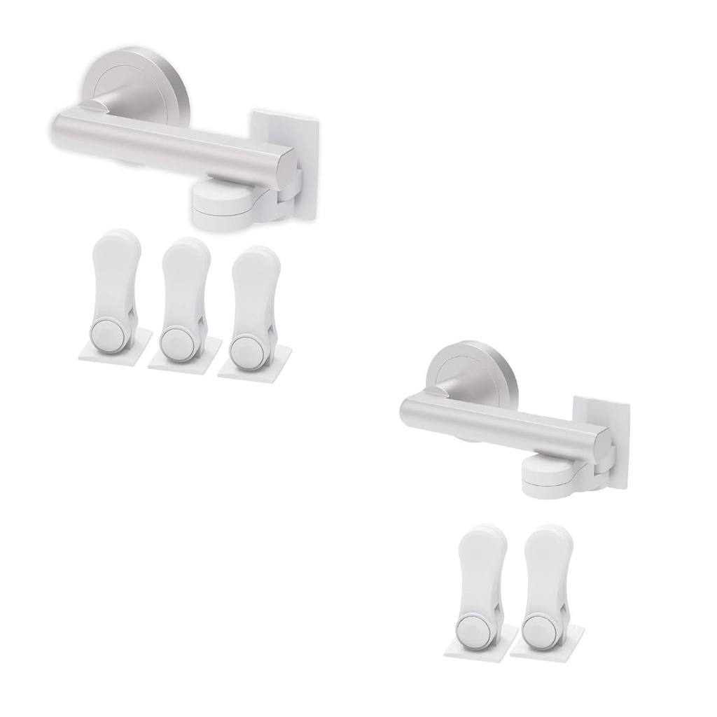 Inaya Child Proof Door Lever Lock 5-Pack - Door Handle Lock - 3M Adhesive - Minimalist Design - No Drilling Child Safety Door Handle Locks