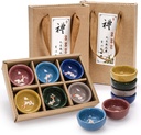 Foraineam 12 Pieces Ceramic Sake Tea Cups, Korean Soju Shot Glasses Sets, 1 oz / 30ml Tiny Sake Cup, Chinese Kungfu Style Teacups Drinkware Handcrafted Tea Accessories with Gift Box Packaging